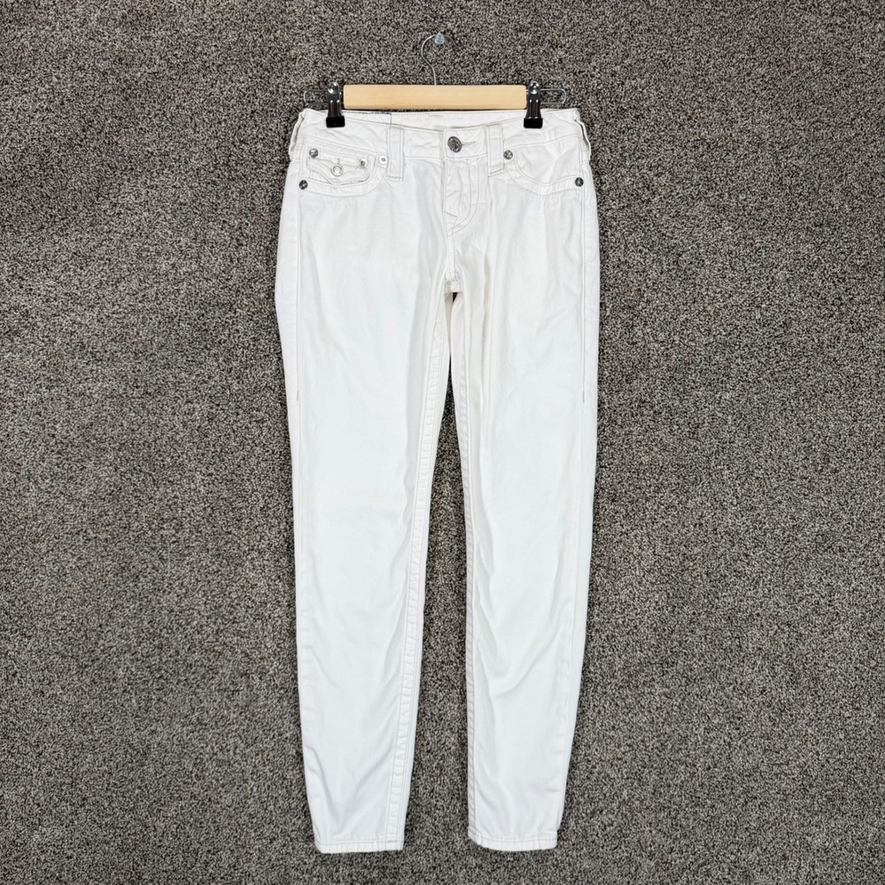 True Religion Legging Jeans Womens 26 White Stretch Rhinestone Horseshoe